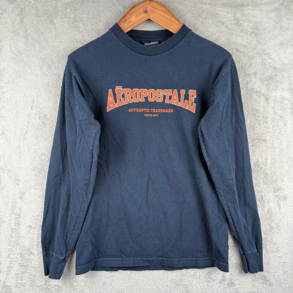 Aeropostale Y2K Long Sleeve T-Shirt Mens M‎ A87 Navy Blue Surfer Grunge Vintage